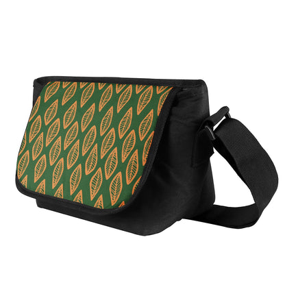 African Mud Cloth #16 Green and Orange Messenger Bags