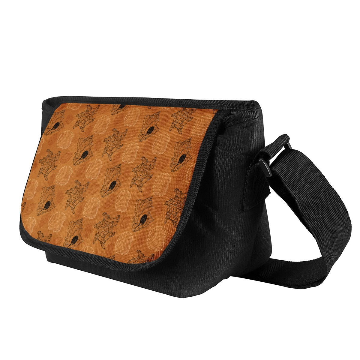 Sea Shell Ocean Design in Orange Messenger Bags