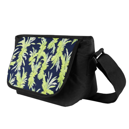 Palm Fronds - Lime Green and Black Messenger Bags