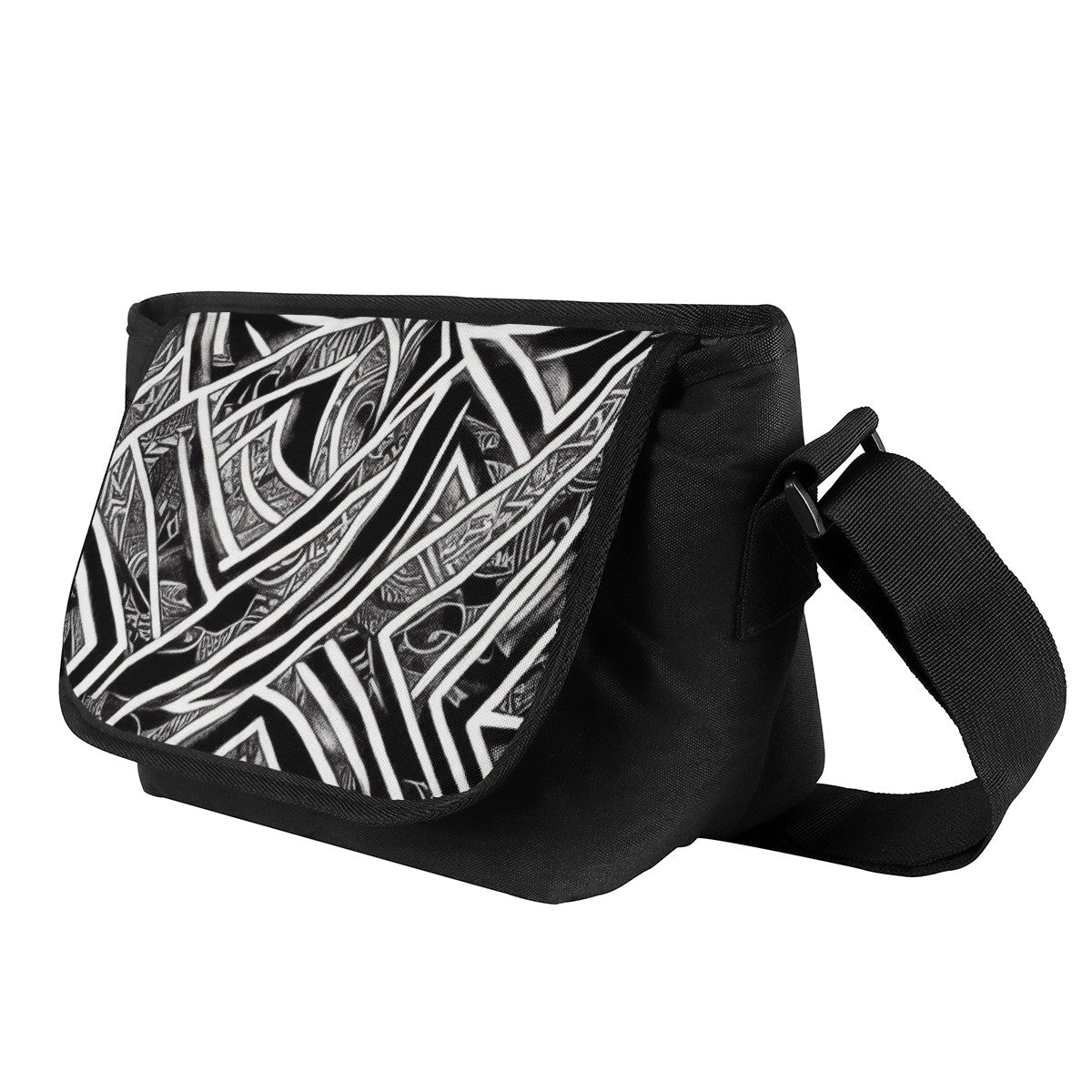 Black and White Polynesian Messenger Bags