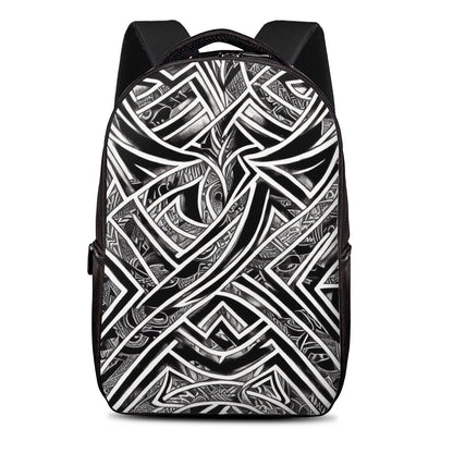 Black and White Polynesian Laptop Backpack