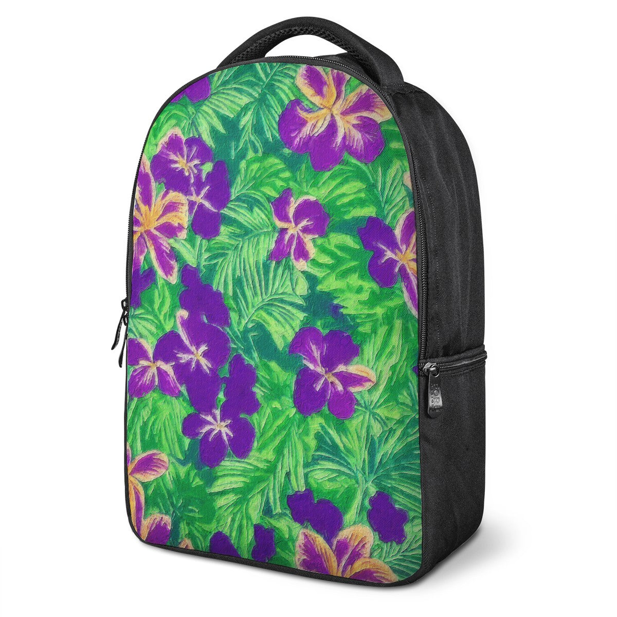 Blue Flag Iris on Green Laptop Backpack - Luxtrini, LLC