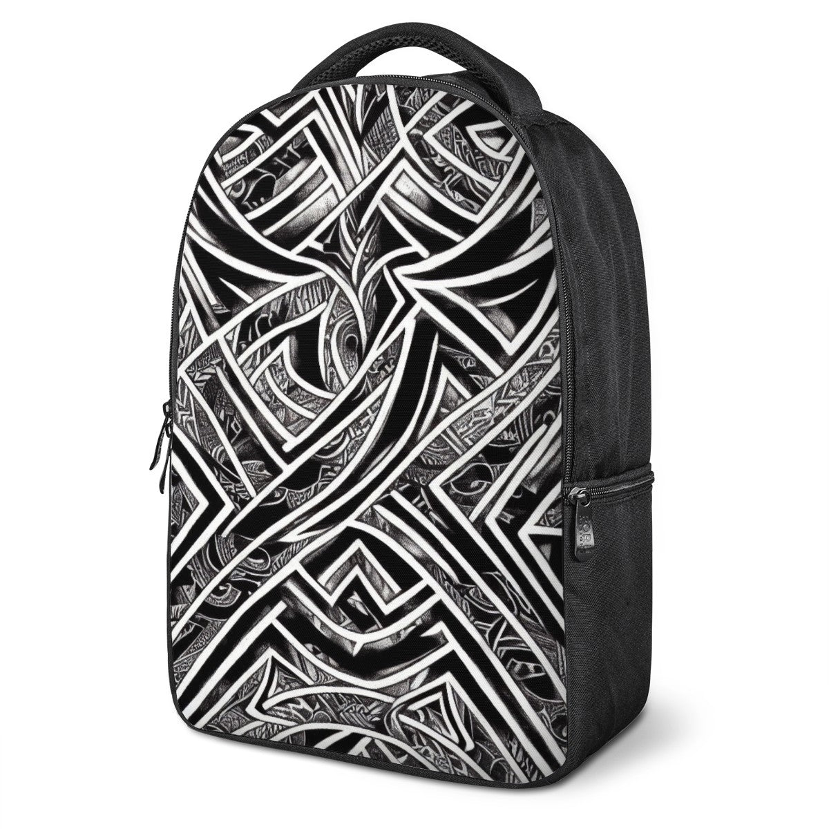 Black and White Polynesian Laptop Backpack