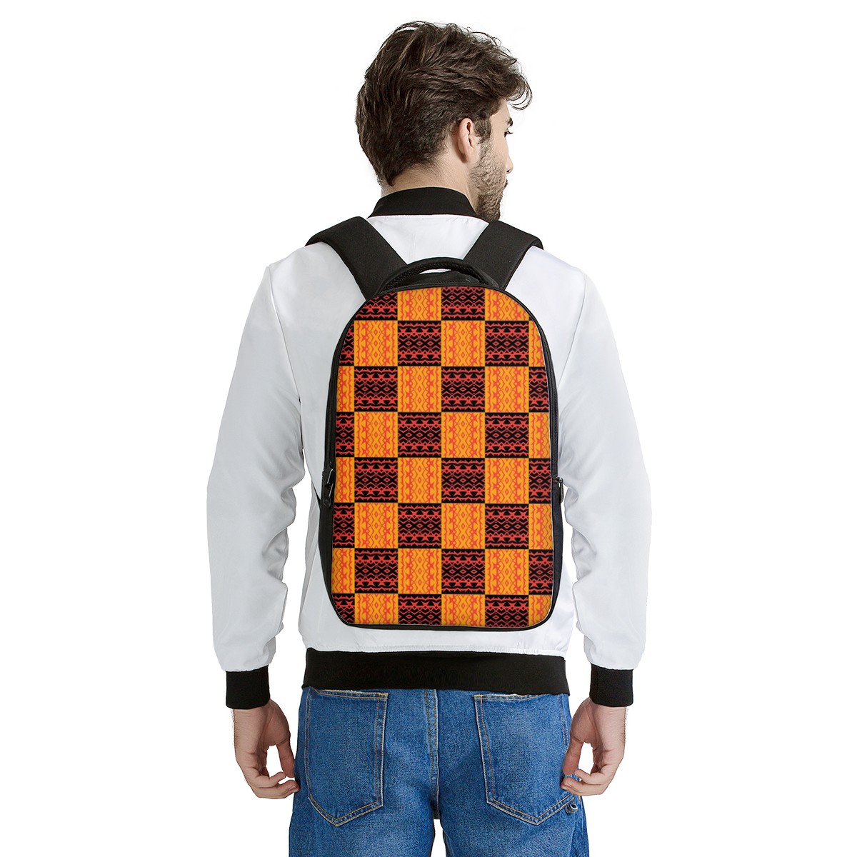 Black and Orange Tribal Design -  Laptop Backpack