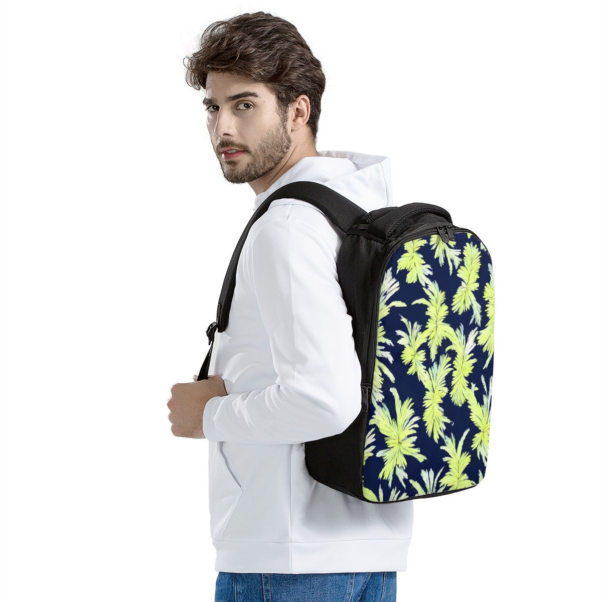 Palm Fronds - Lime Green and Black Laptop Backpack