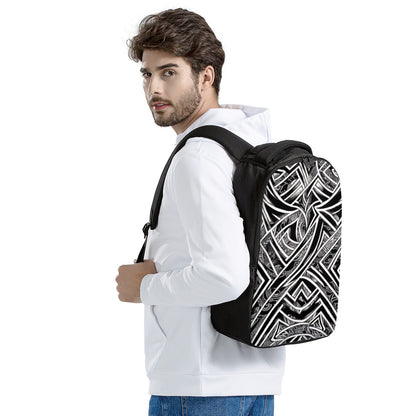 Black and White Polynesian Laptop Backpack