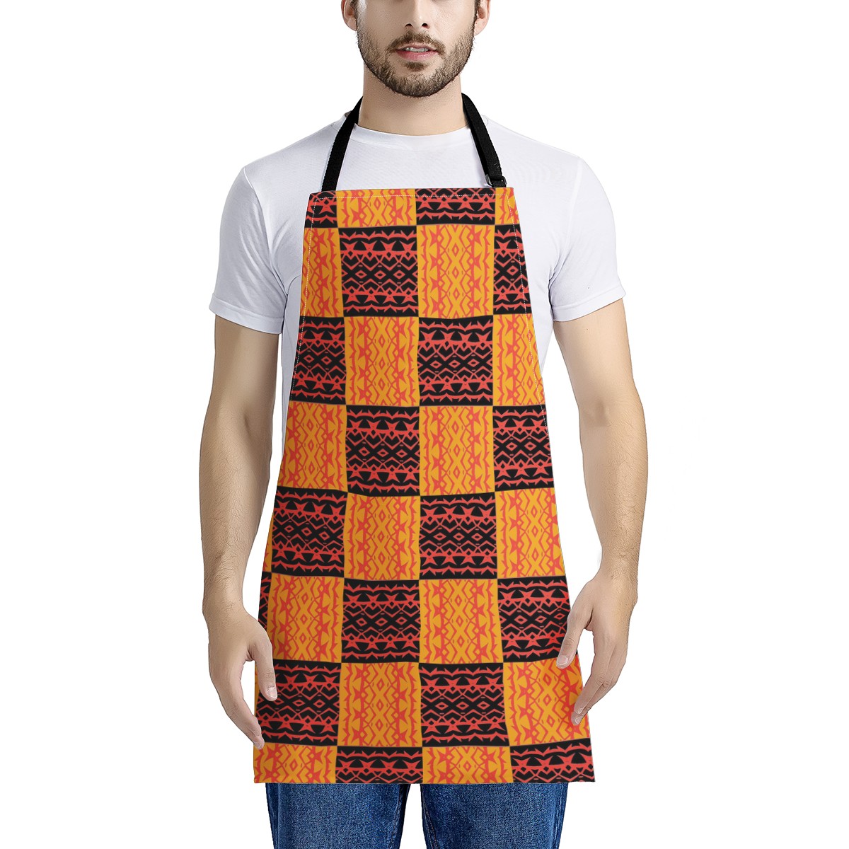 Luxtrini Black and Orange Tribal Apron