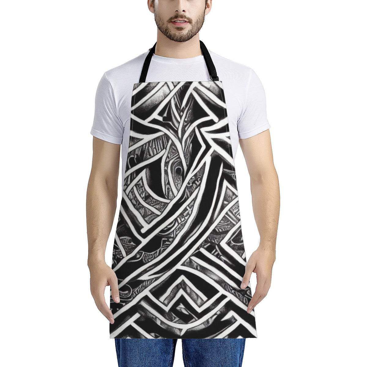 Luxtrini Black and White Polynesian Apron