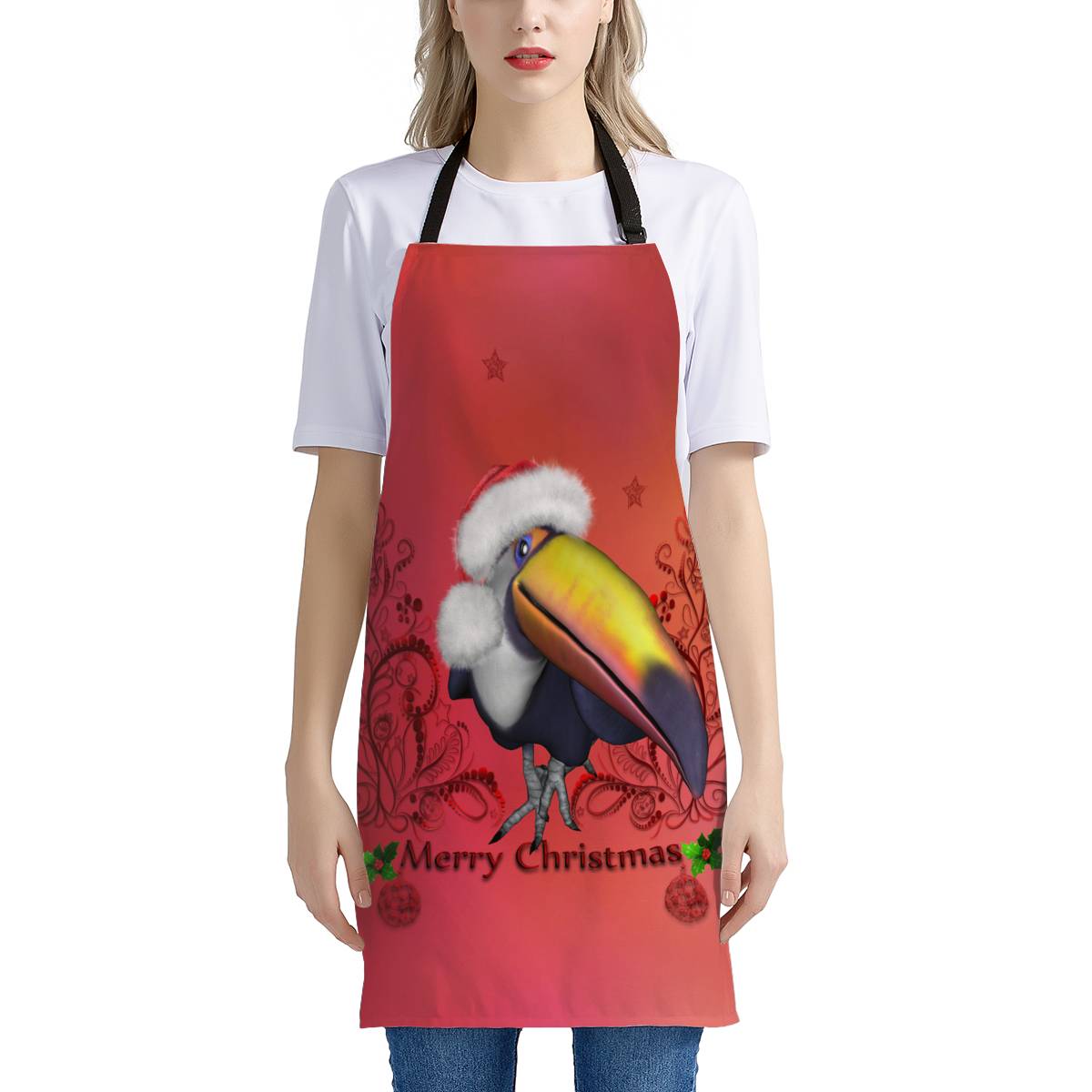 Luxtrini Funny Coutan Wish you a Merry Christmas Apron