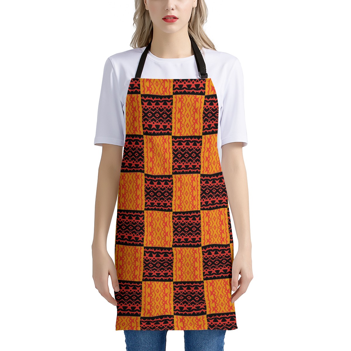 Luxtrini Black and Orange Tribal Apron