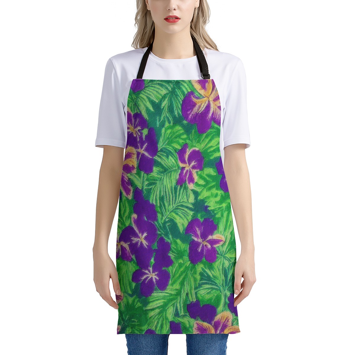 Blue Flag Iris on Green Apron - Luxtrini, LLC