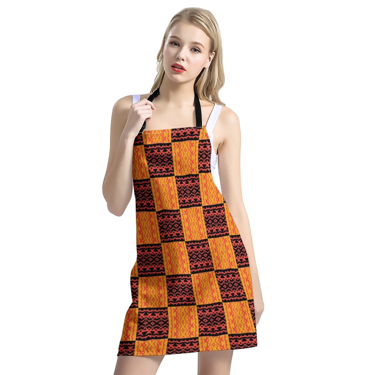 Luxtrini Black and Orange Tribal Apron