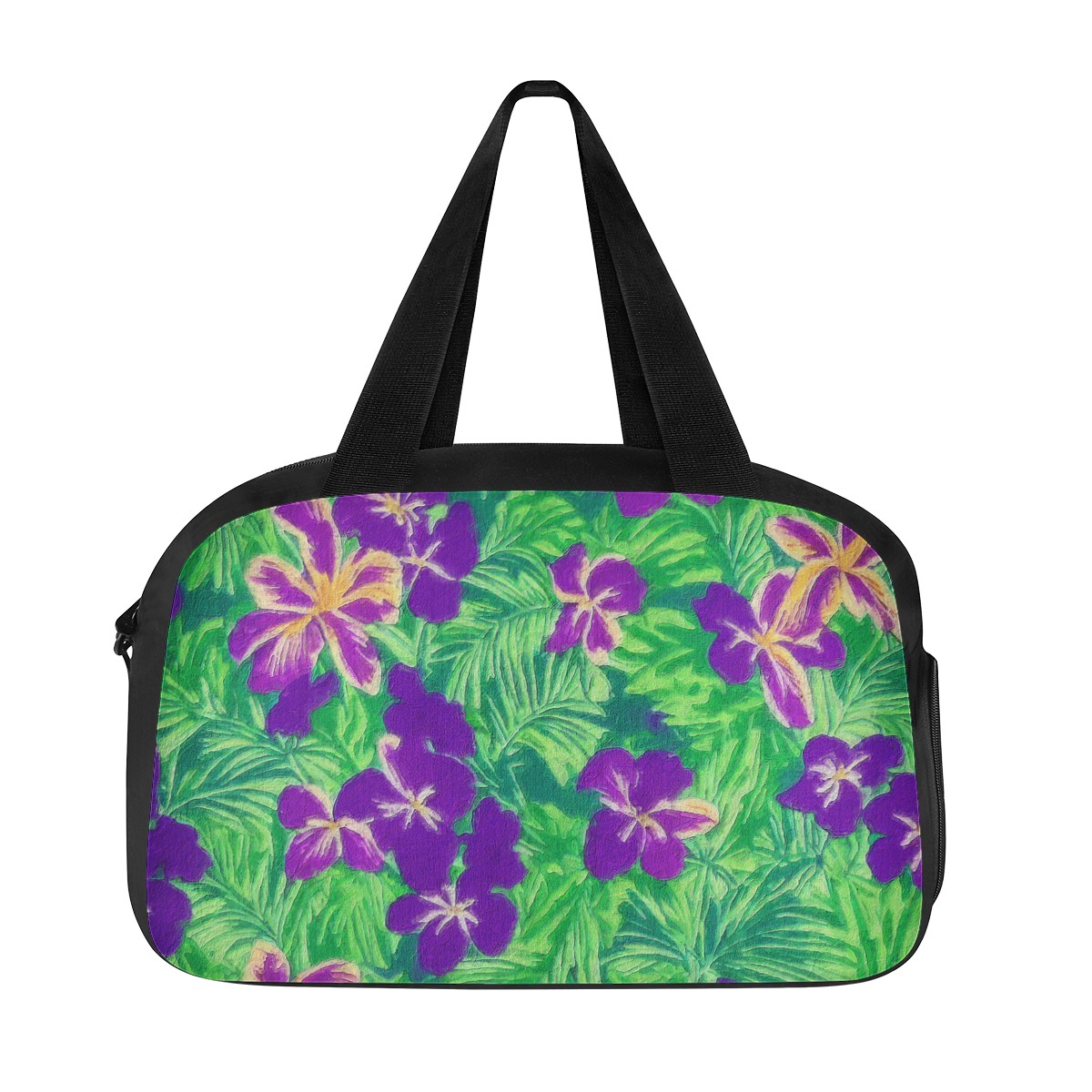 Blue Flag Iris on Green Travel Luggage Bag - Luxtrini, LLC