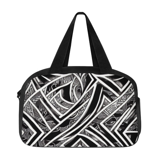 Black and White Polynesian Travel Luggage Bag