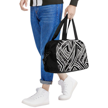 Black and White Polynesian Travel Luggage Bag