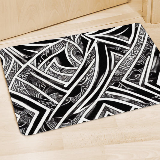 Black and White Polynesian Doormat