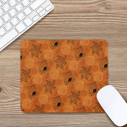 Sea Shell Ocean Design in Orange Mouse Pad - Desk Decor - Office Decor Universal ONESIZE