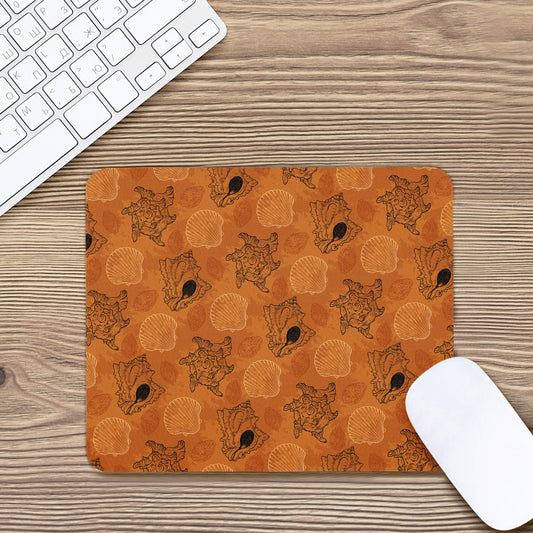 Sea Shell Ocean Design in Orange Mouse Pad - Desk Decor - Office Decor