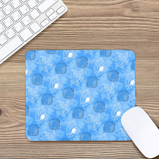 Blue Seashell Ocean Mouse Pad - Desk Decor - Office Decor