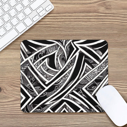 Black and White Polynesian Mouse Pad - Desk Decor - Office Decor