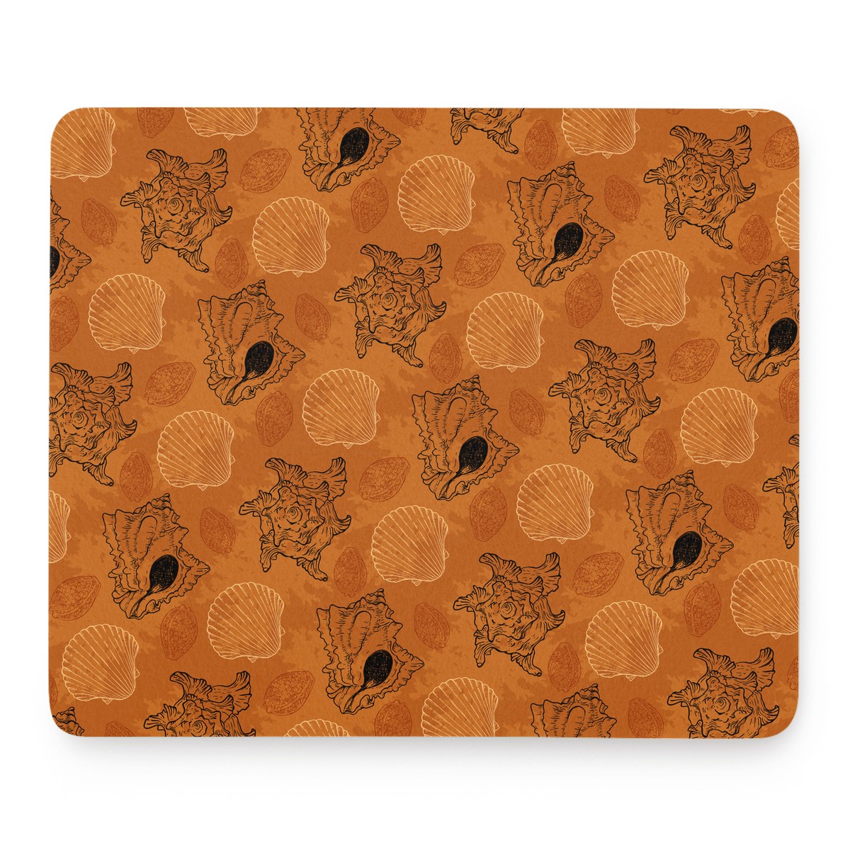 Sea Shell Ocean Design in Orange Mouse Pad - Desk Decor - Office Decor
