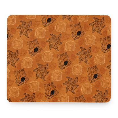 Sea Shell Ocean Design in Orange Mouse Pad - Desk Decor - Office Decor