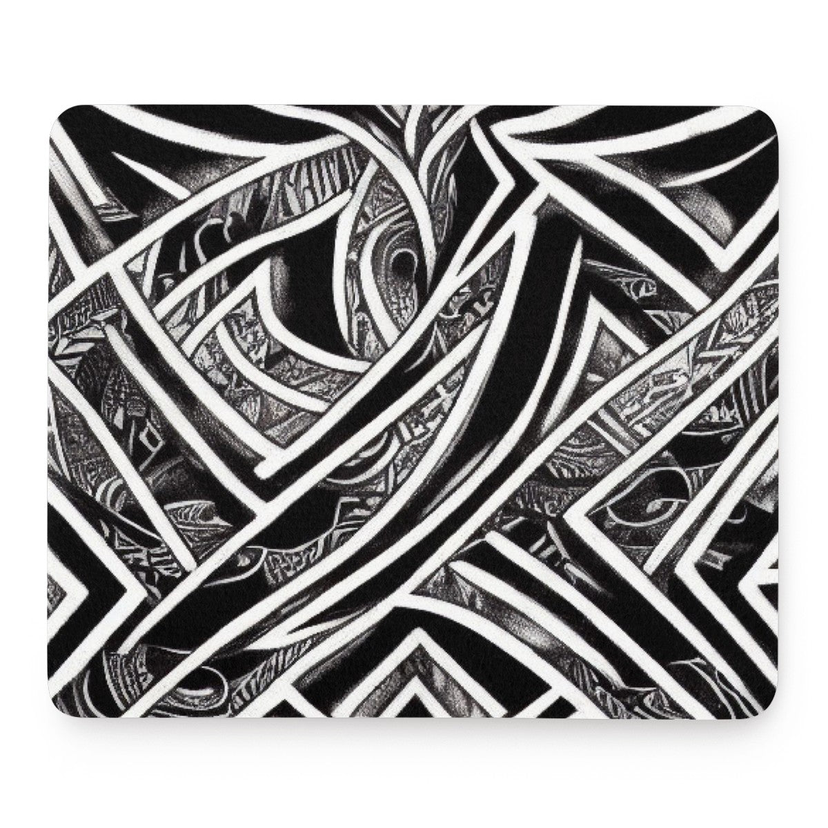 Black and White Polynesian Mouse Pad - Desk Decor - Office Decor