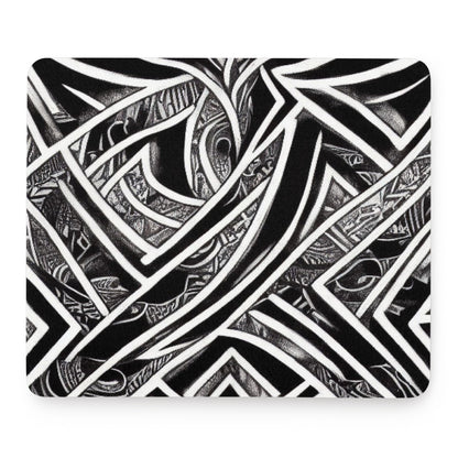 Black and White Polynesian Mouse Pad - Desk Decor - Office Decor