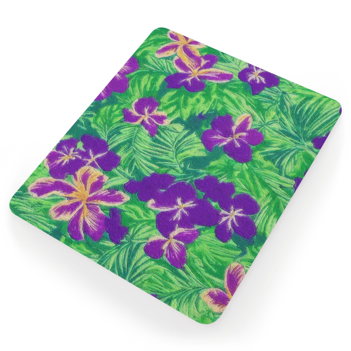 Blue Flag Iris on Green Mouse Pad - Luxtrini, LLC