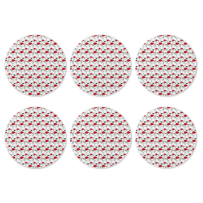 Santa Bully Christmas Pattern 6 Cup Mats Set - Coasters