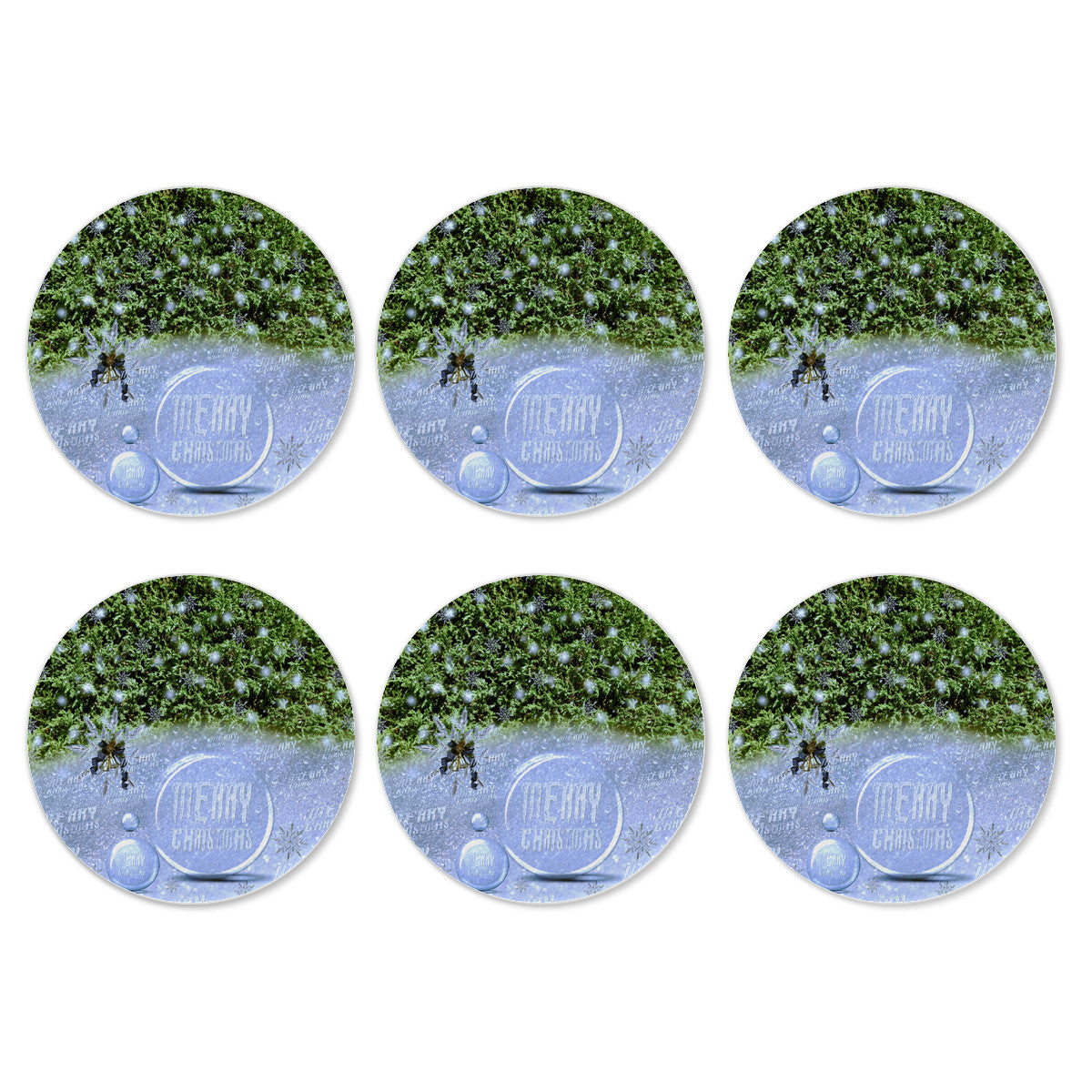 6 Pieces Cup Mats Set - Coasters - Merry Christmas