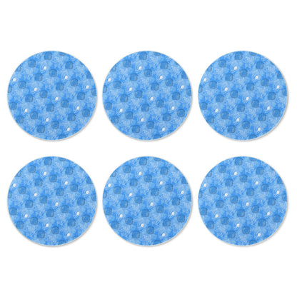 6 Pieces Cup Mats Set - Coasters - Blue Seashell Ocean