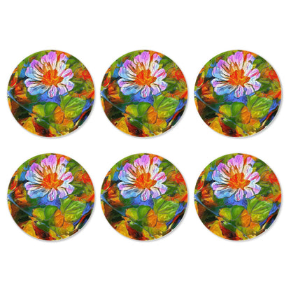 6 Pieces Cup Mats Set - Coasters - Petunia Flower