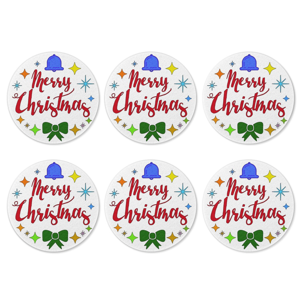 6 Pieces Cup Mats Set - Merry Christmas - Luxtrini, LLC