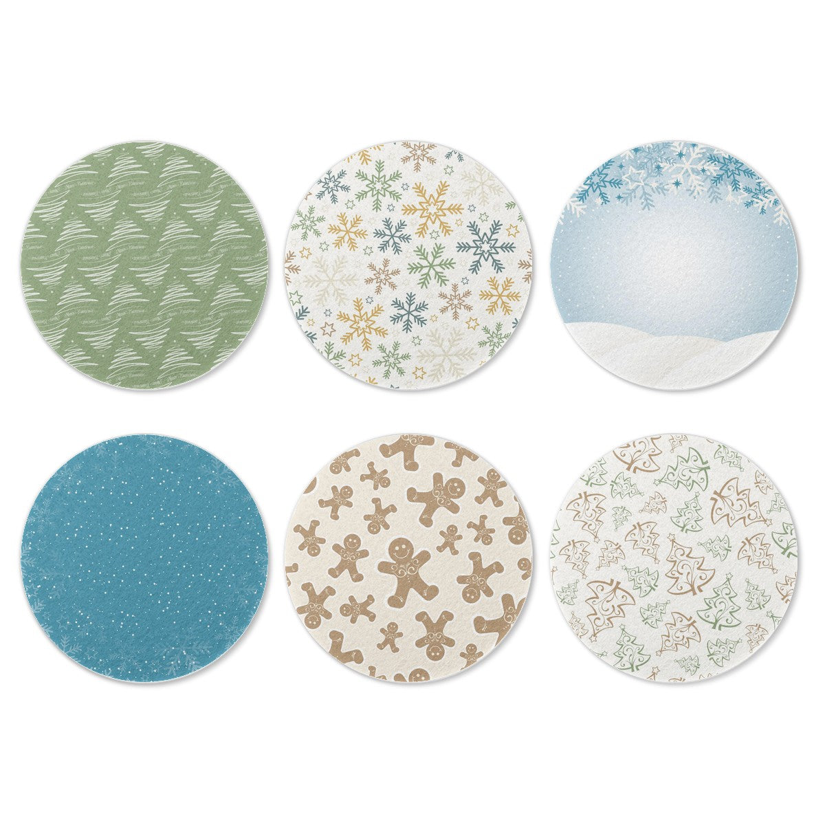 6 Pieces Cup Mats Set - Coasters - Merry Christmas | Holiday