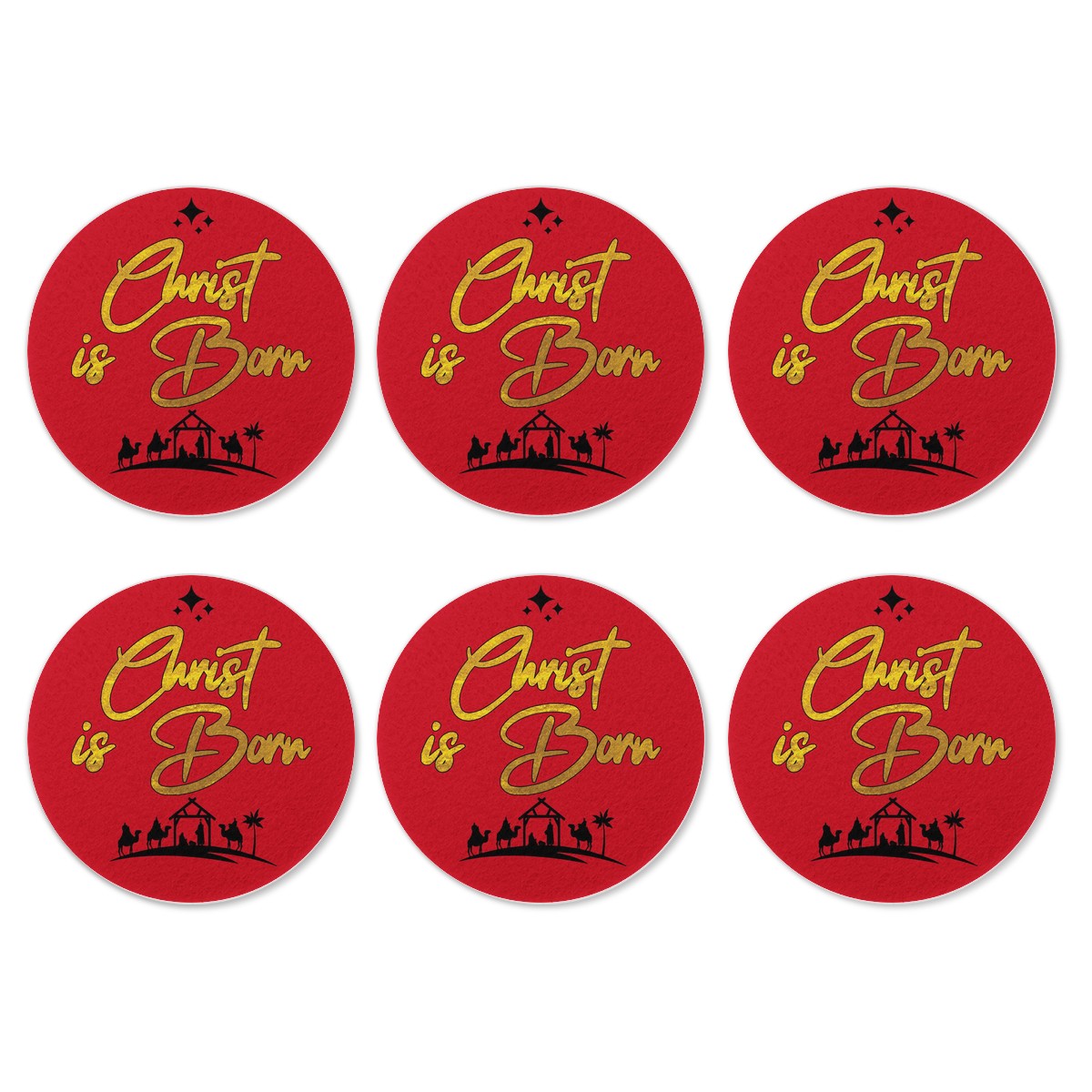 6 Pieces Cup Mats Set - Merry Christmas - Luxtrini, LLC