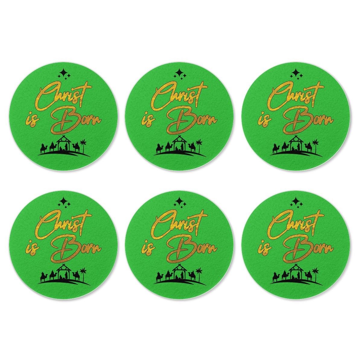 6 Pieces Cup Mats Set - Merry Christmas - Luxtrini, LLC