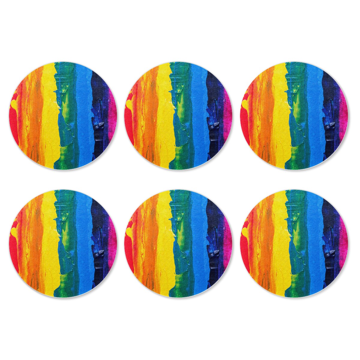 6 Pieces Cup Mats Set - Coasters - Rainbow Painting