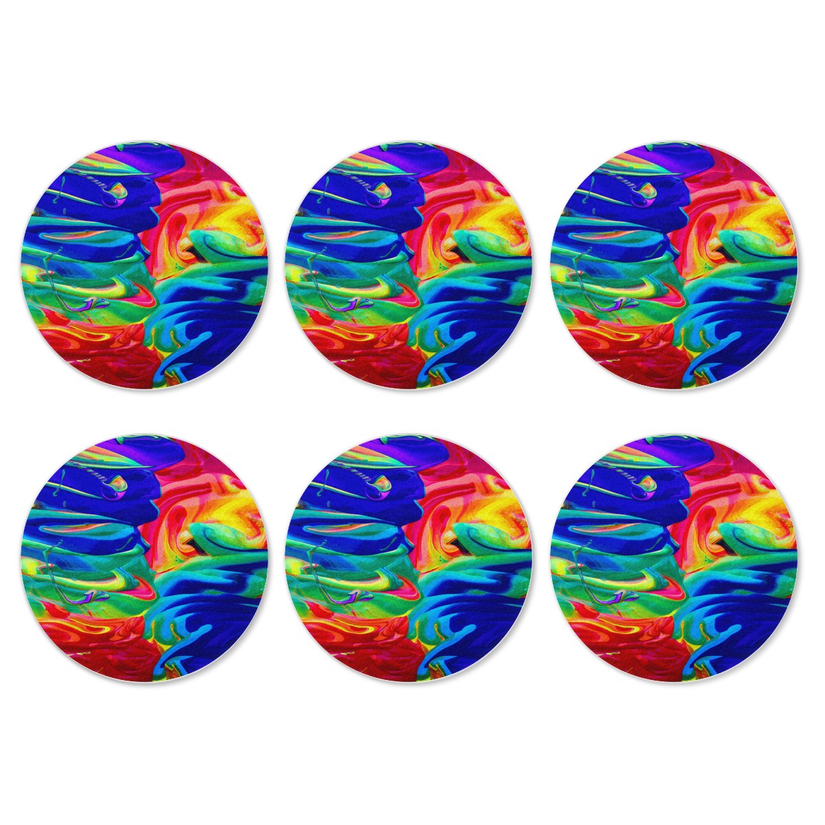 6 Pieces Cup Mats Set - Coasters - Rainbow Confusion