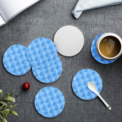 6 Pieces Cup Mats Set - Coasters - Blue Seashell Ocean