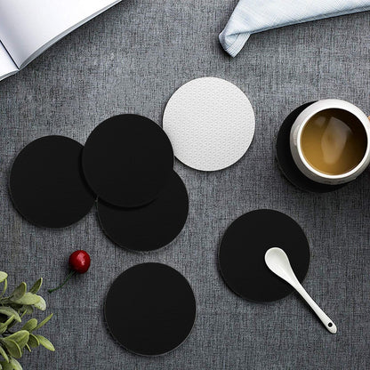 6 Pieces Cup Mats Set - Coasters -  Black - Home Decor