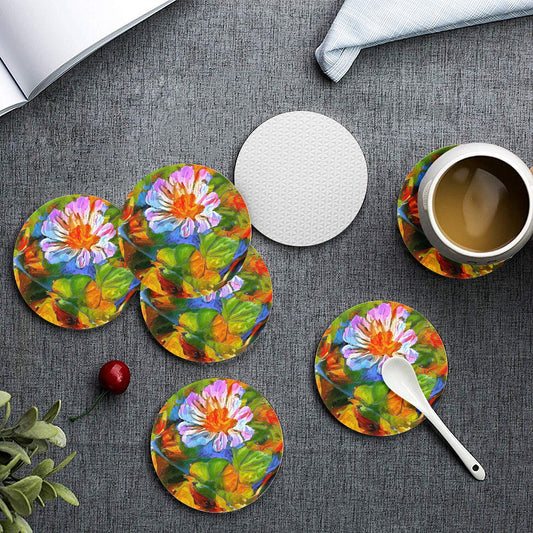 6 Pieces Cup Mats Set - Coasters - Petunia Flower