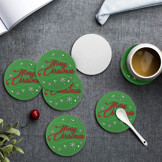 6 Pieces Cup Mats Set - Merry Christmas - Luxtrini, LLC