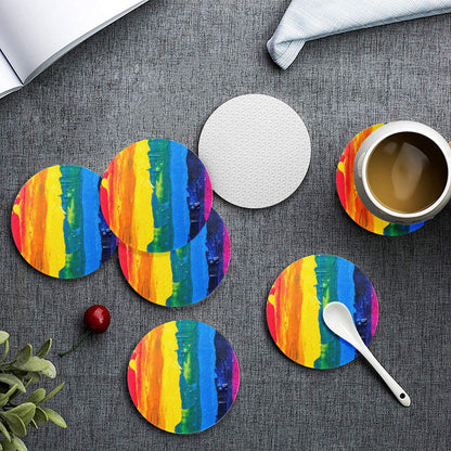 6 Pieces Cup Mats Set - Coasters - Rainbow Painting