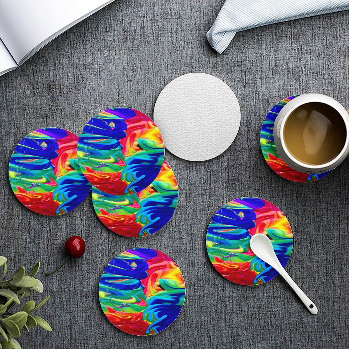 6 Pieces Cup Mats Set - Coasters - Rainbow Confusion