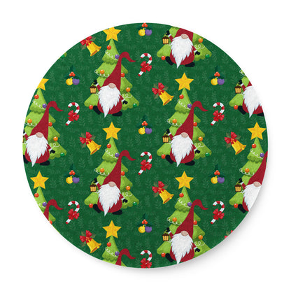 6 Pieces Cup Mats Set - Coasters - Green Christmas Gnome