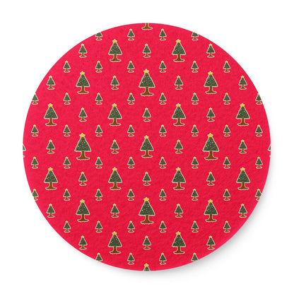 6 Pieces Cup Mats Set - Coasters - Sketchy Christmas Tree Motif Drawing Pattern