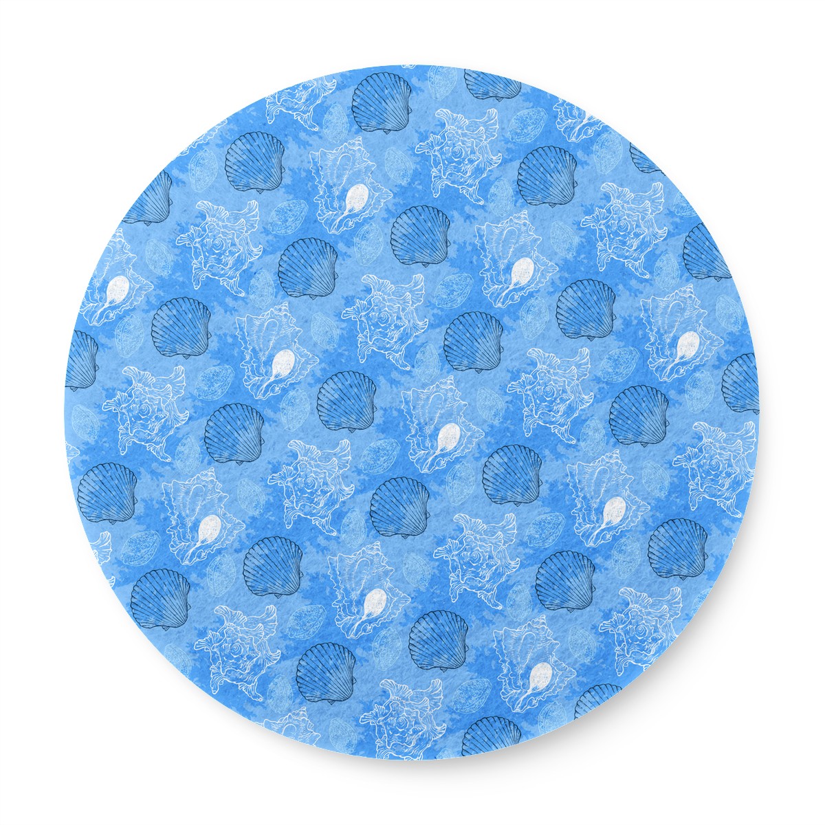 6 Pieces Cup Mats Set - Coasters - Blue Seashell Ocean