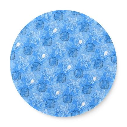 6 Pieces Cup Mats Set - Coasters - Blue Seashell Ocean