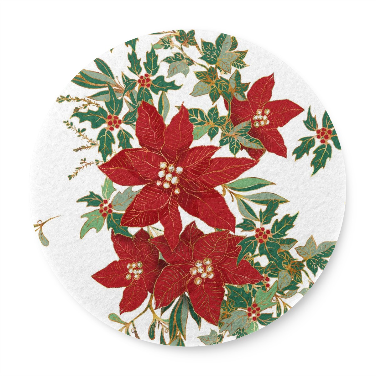 6 Pieces Cup Mats Set - Coasters - Poinsettia